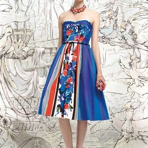 RED VALENTINO Multicolor Strapless Midi Dress — Size IT 44 (US ~8/10)